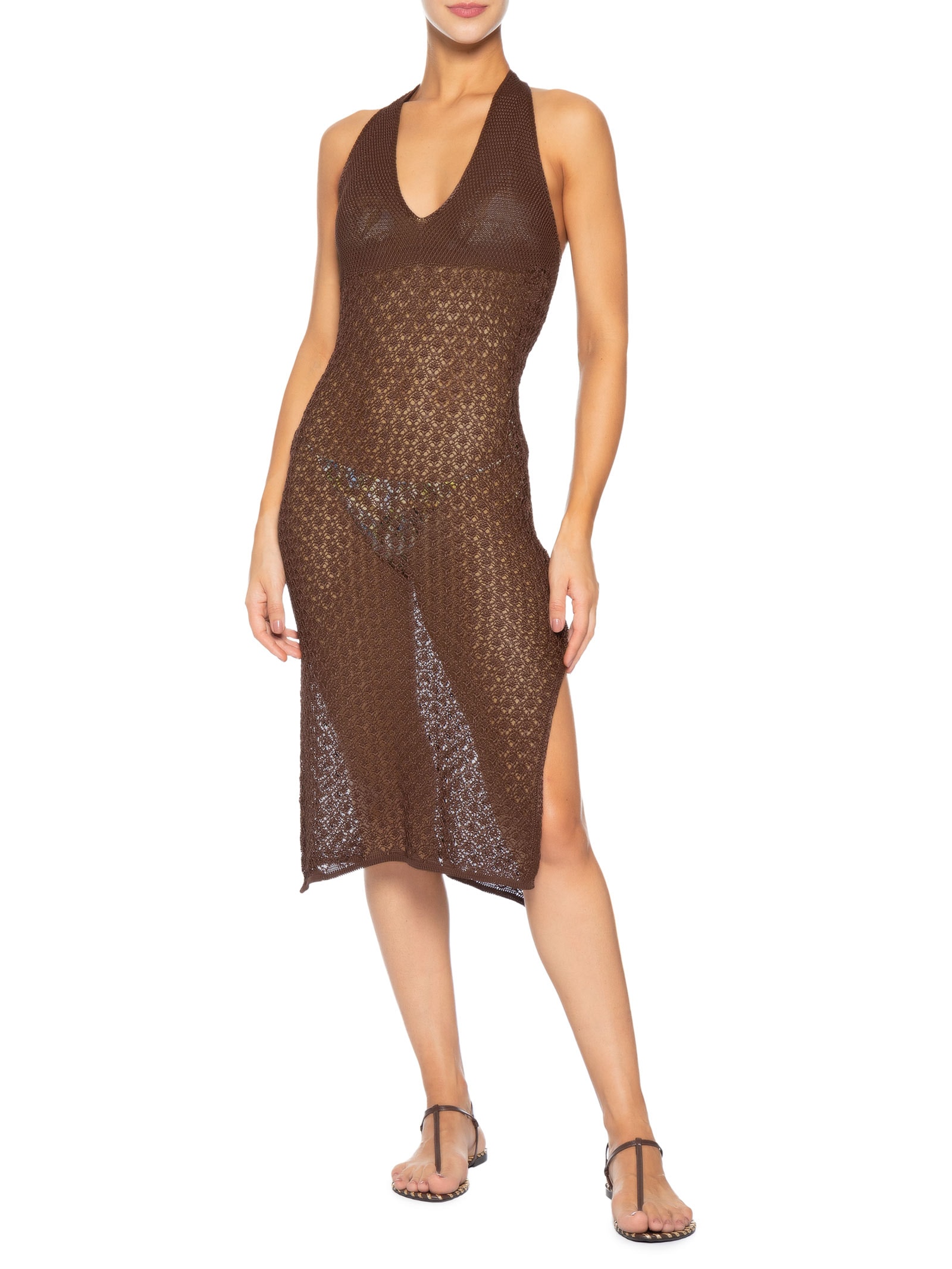 Vestido Midi Tricot Nice Marrom Salinas