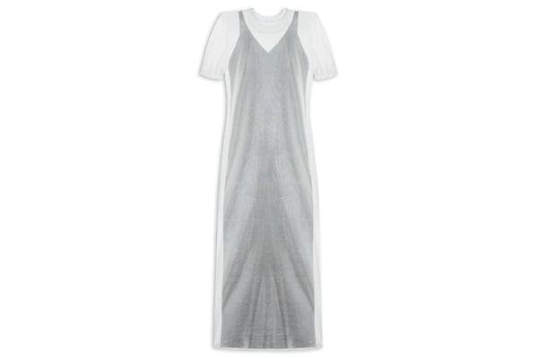 Vestido Midi Tricot Sobreposição - Branco