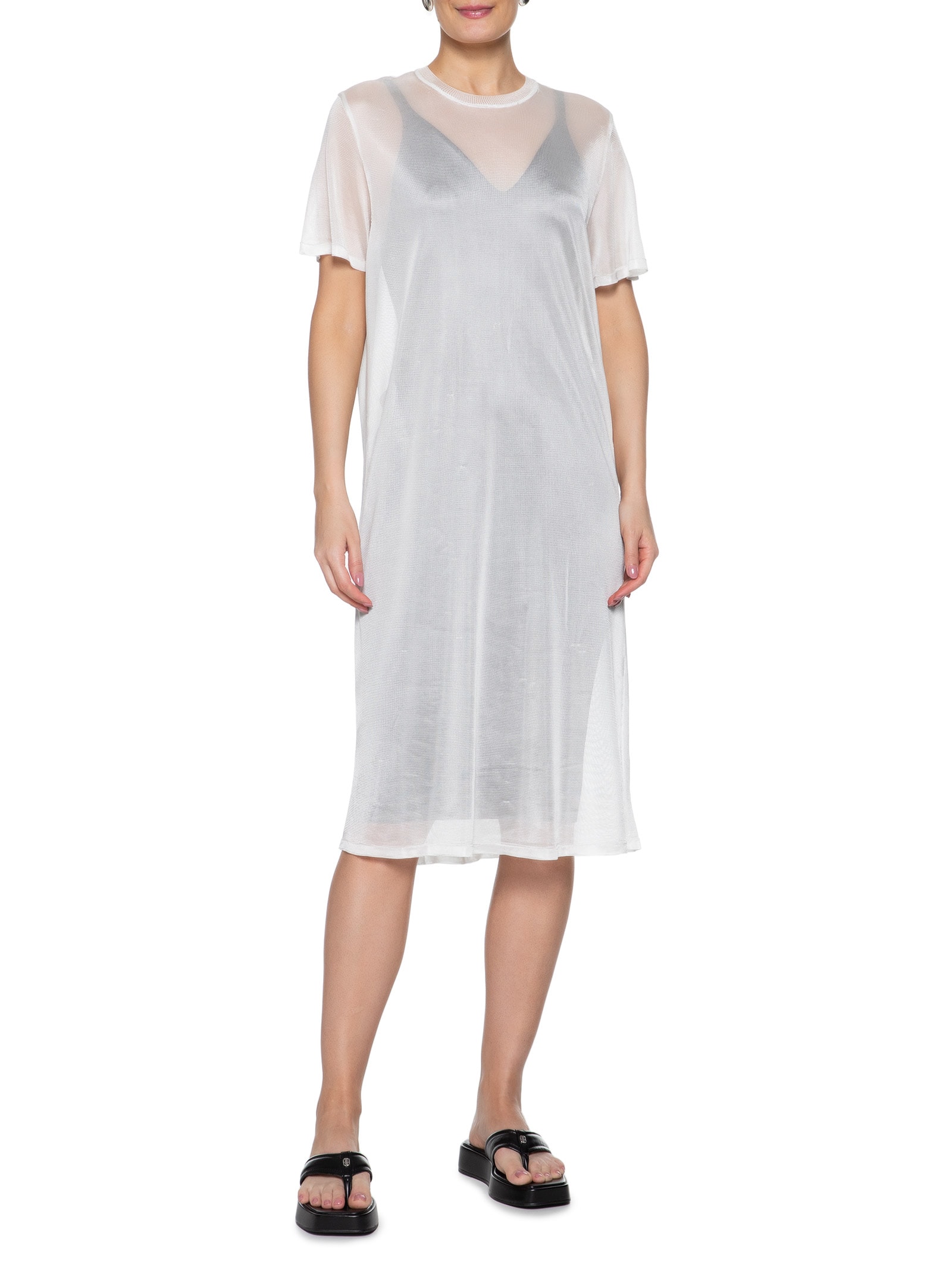 Vestido Midi Tricot Sobreposição Branco Osklen