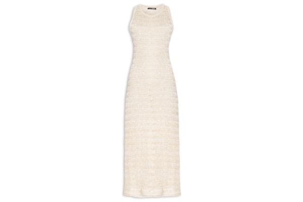 Vestido Midi Tricot Transparente - Off White