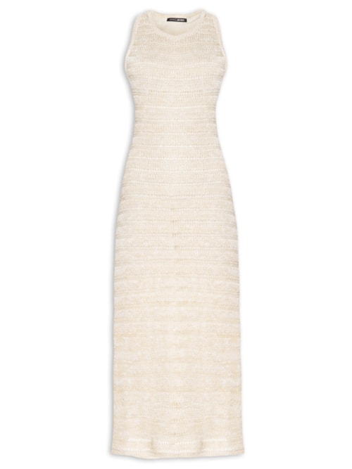 Vestido Midi Tricot Transparente – Off White