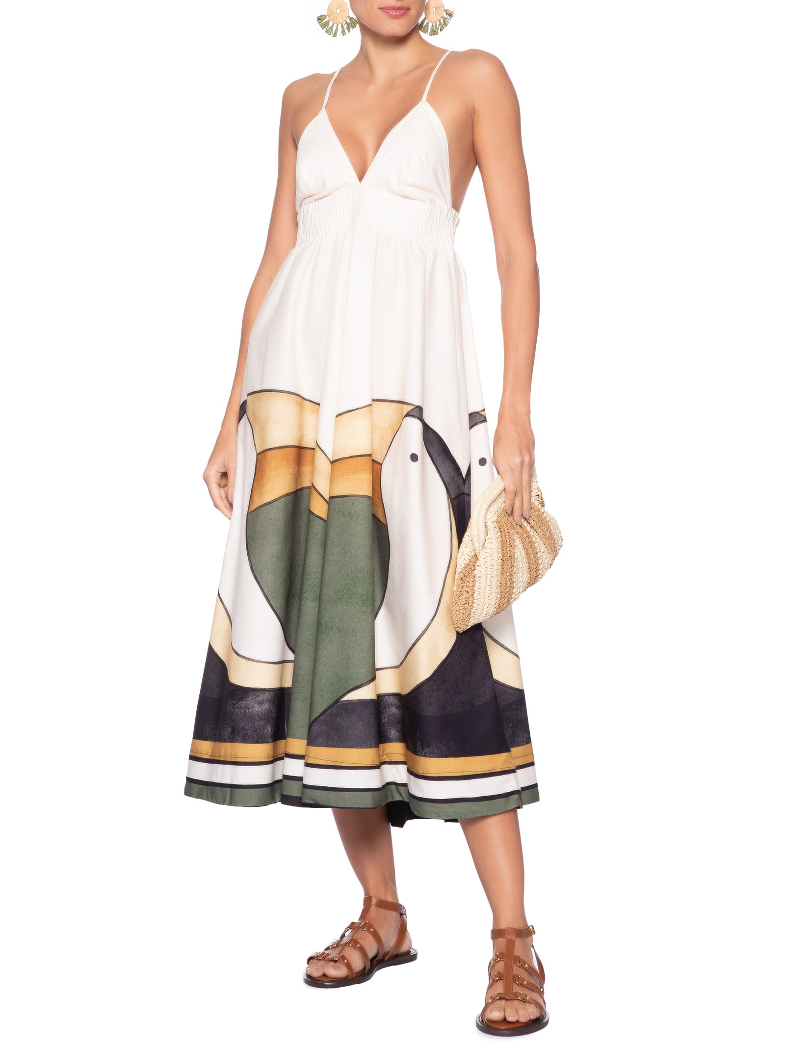 Vestido Midi Tuca Tropical Mini Branco Farm