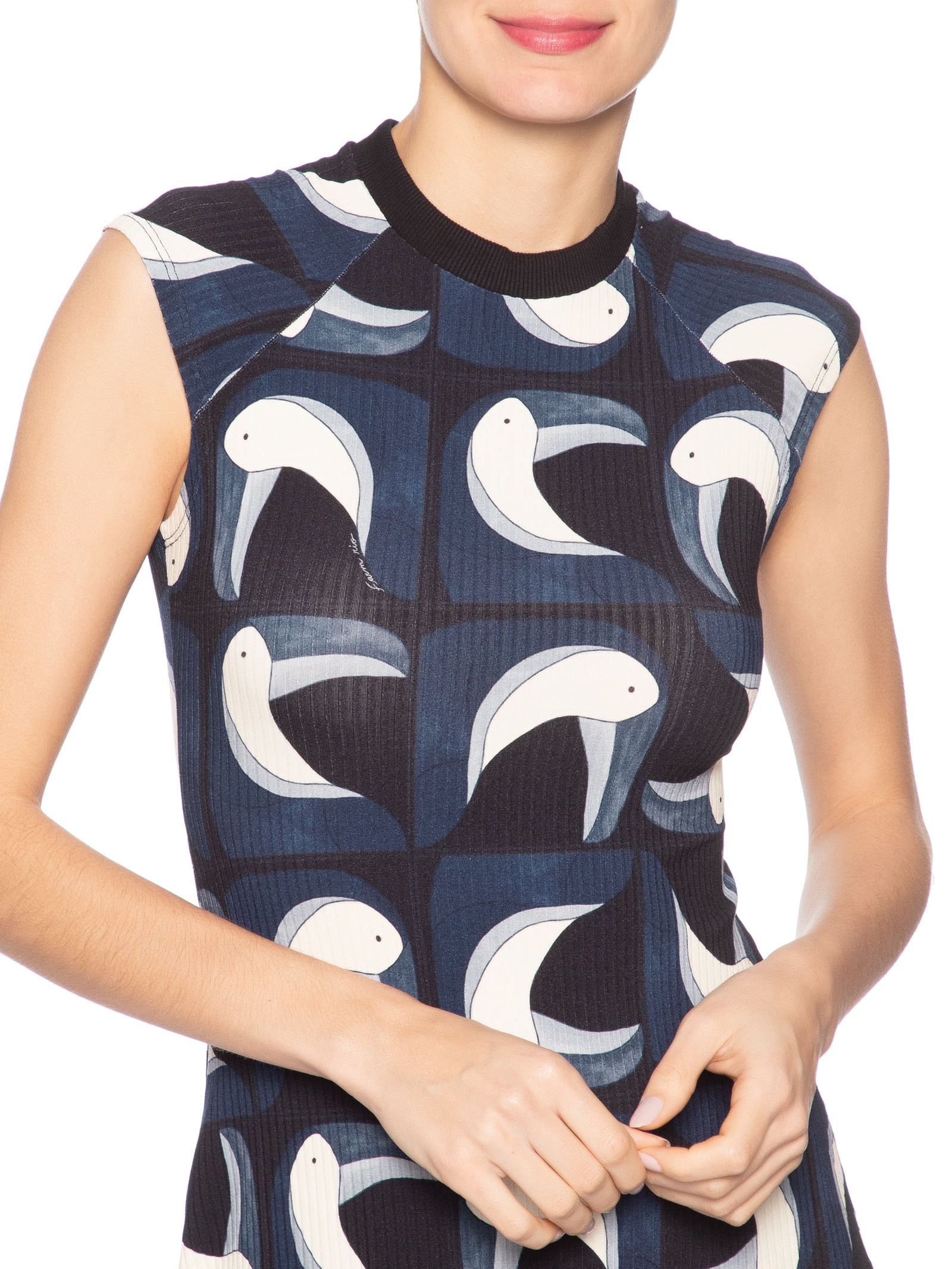 Vestido Midi Tuca Tropical  Preto Farm