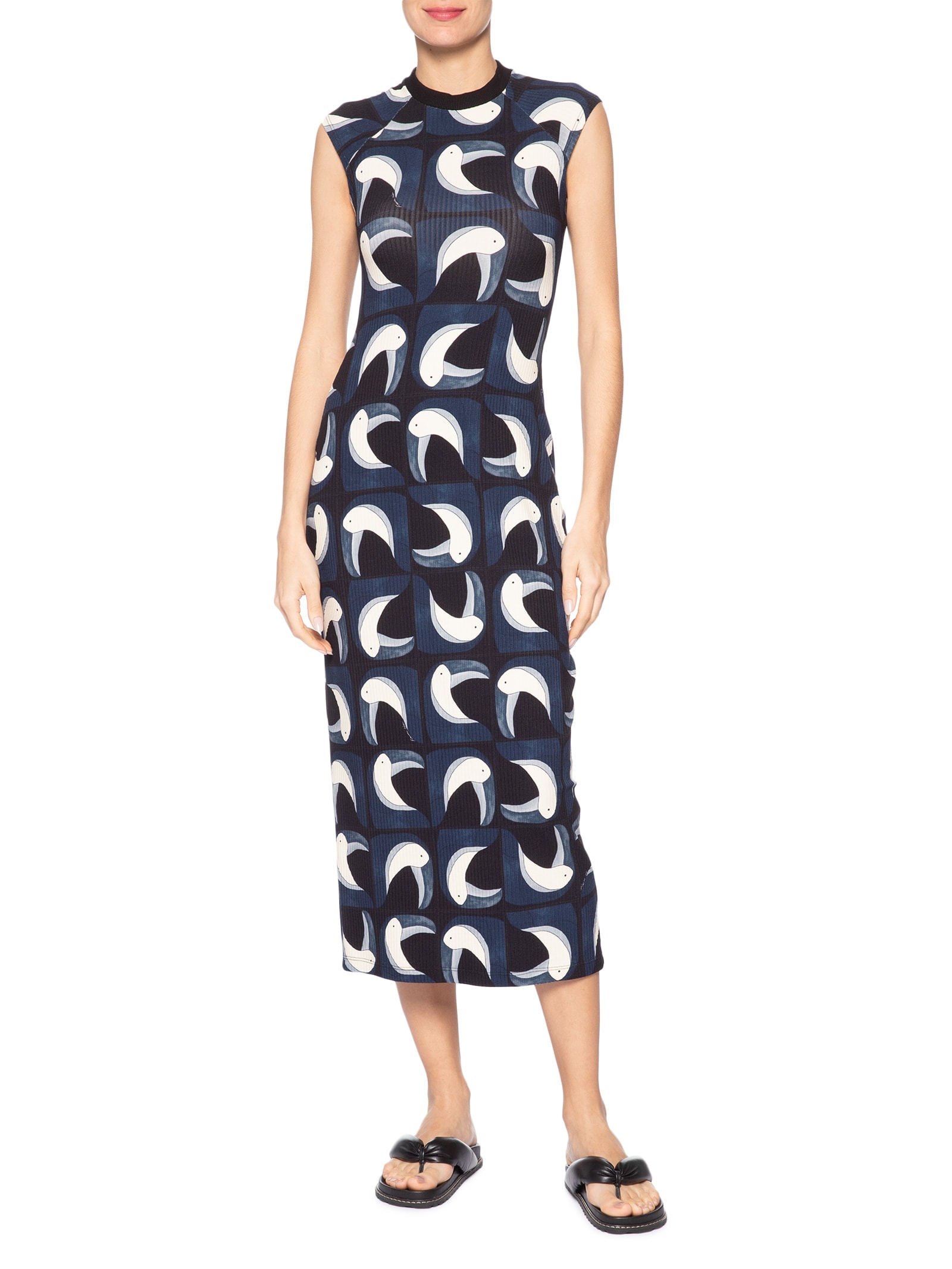 Vestido Midi Tuca Tropical  – Preto Farm