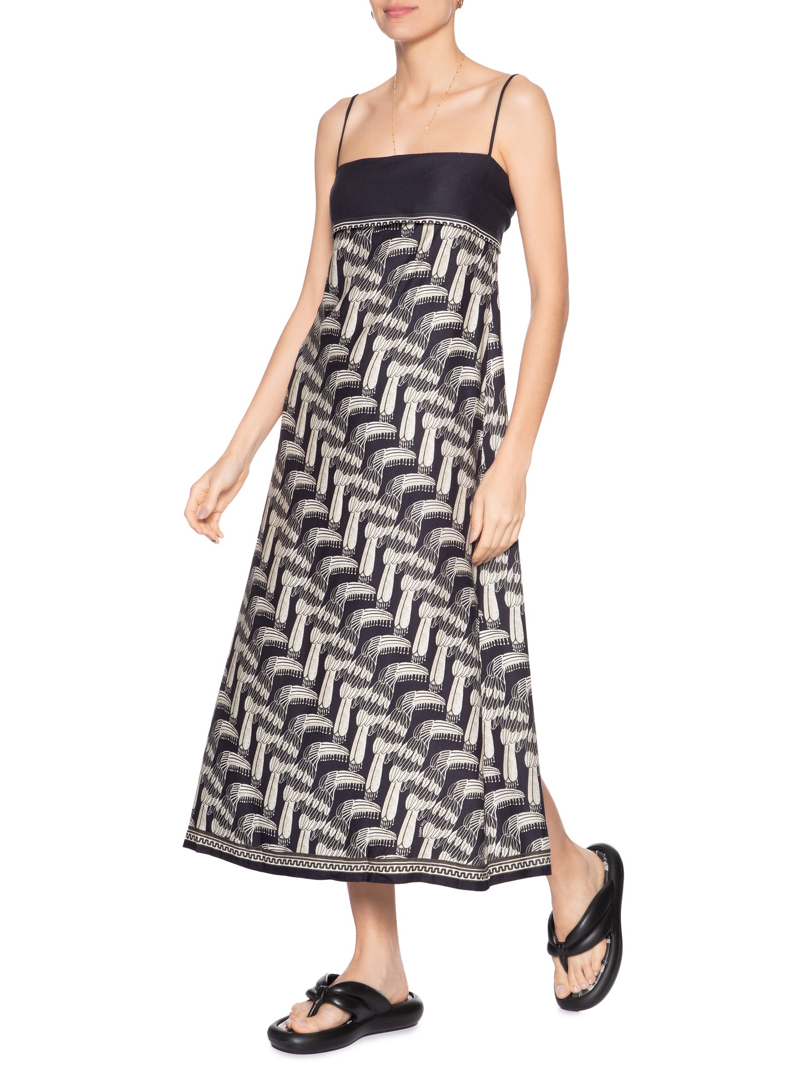 Vestido Midi Tucanário Preto Farm