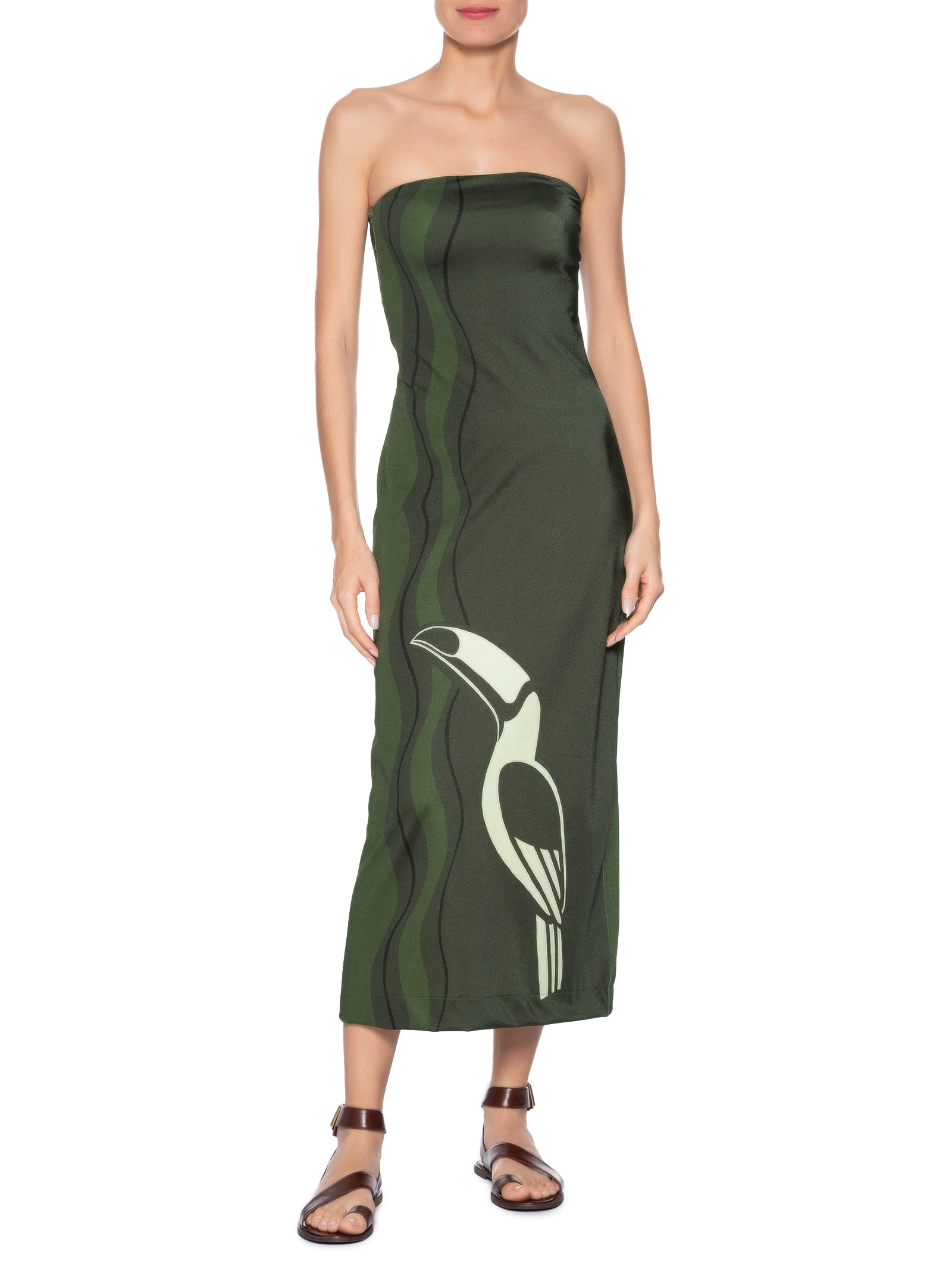 Vestido Midi Tucano Gráfico Verde Farm