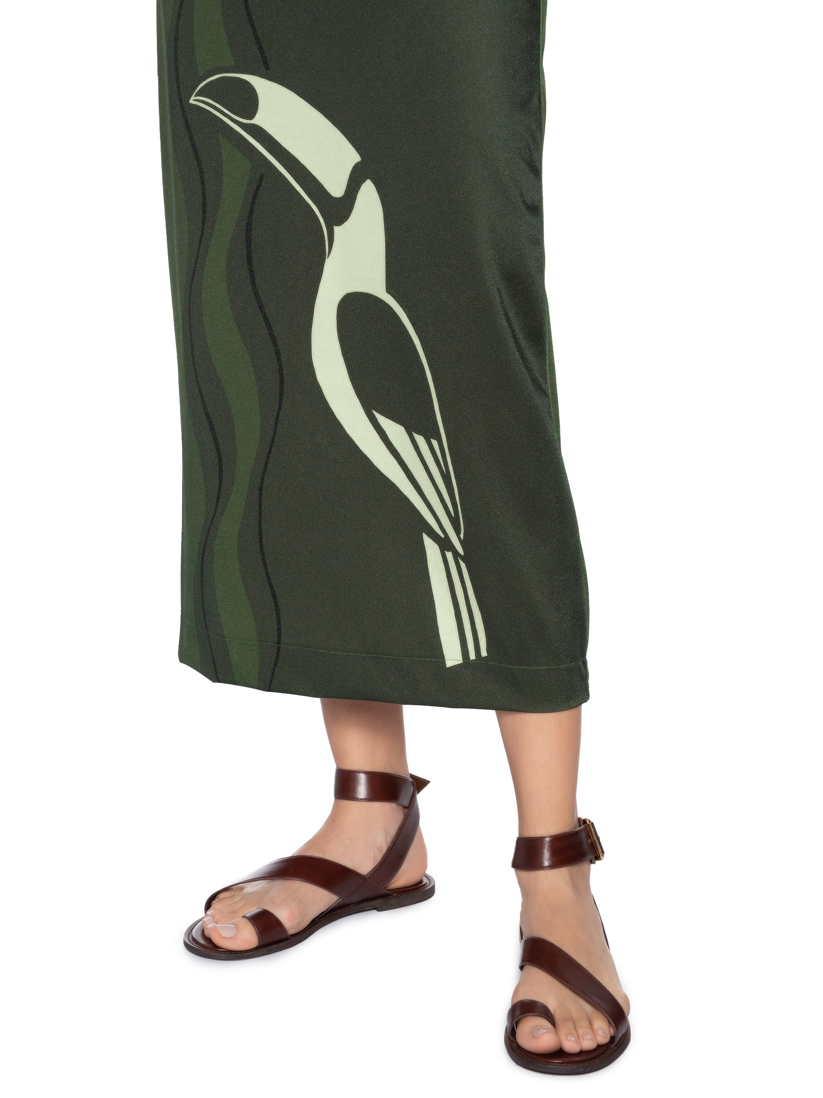 Vestido Midi Tucano Gráfico Verde Farm