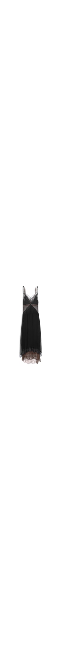 Vestido Midi Tule E Renda - Preto