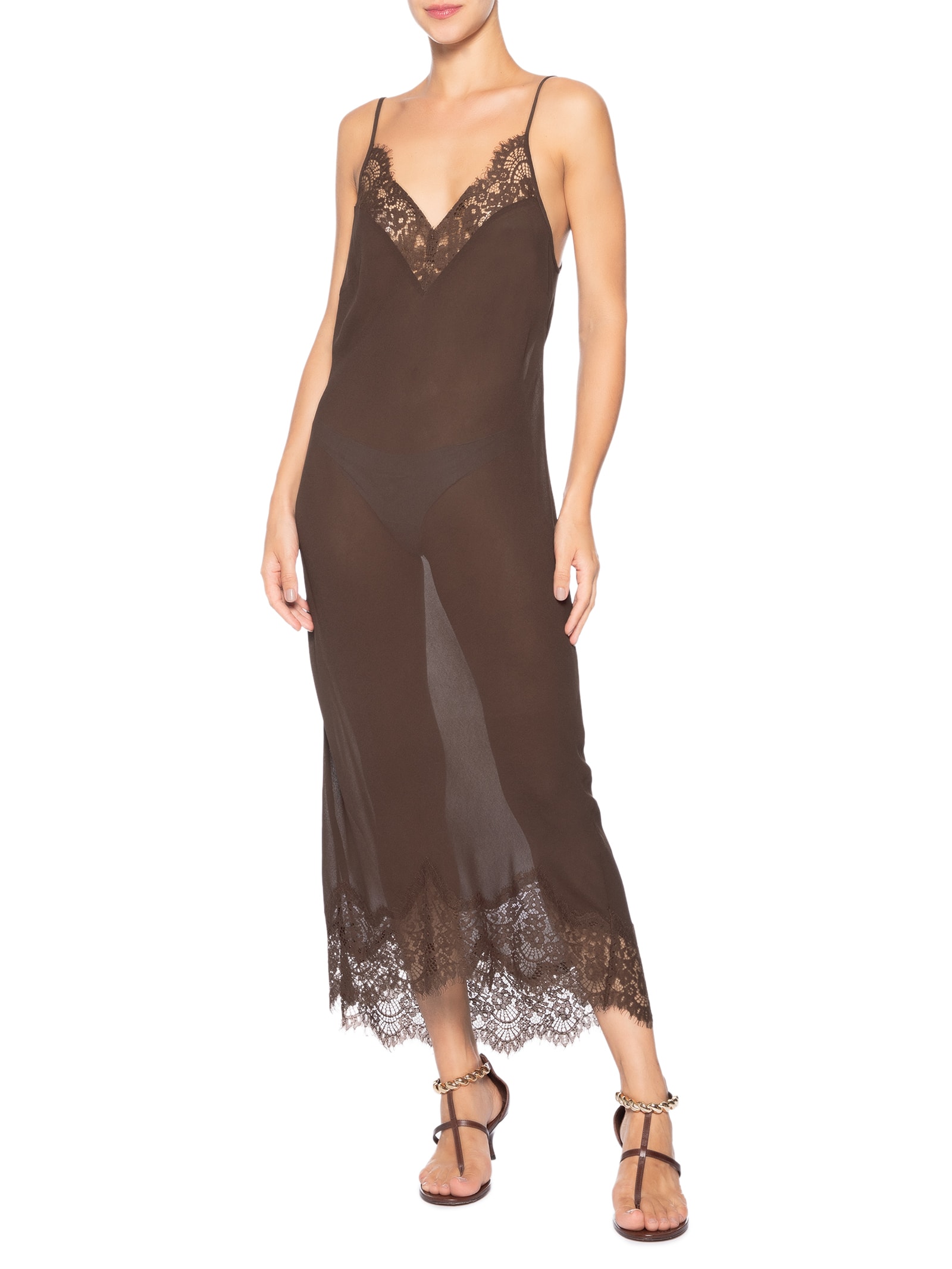 Vestido Midi Tule E Renda Preto Animale