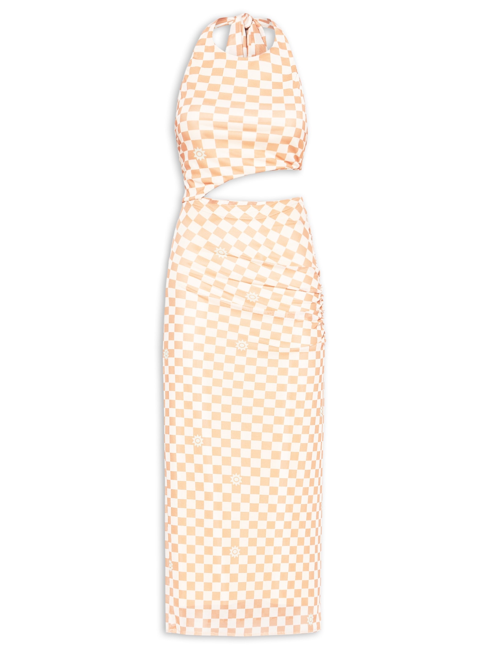 Vestido Midi Tule Estampa Mosaico Bege Dress To