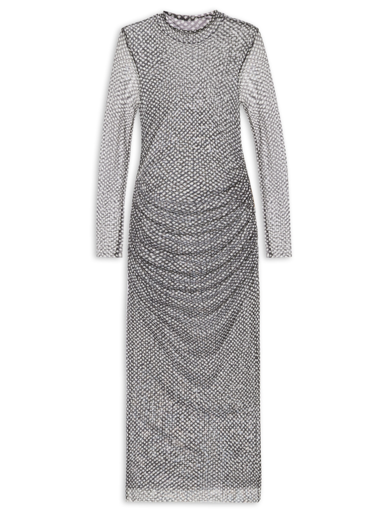 Vestido Midi Tule Geo Preto Animale