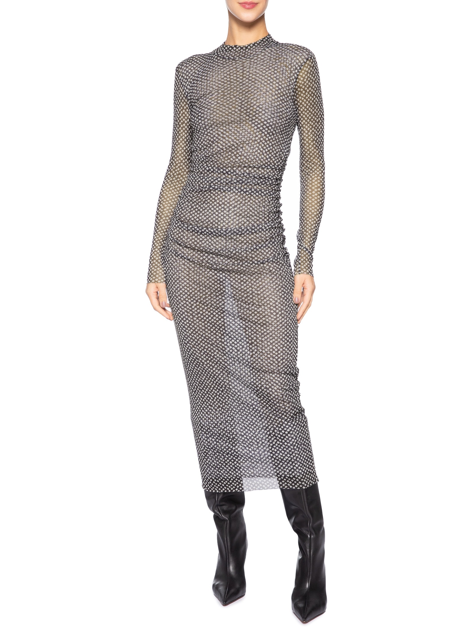 Vestido Midi Tule Geo Preto Animale