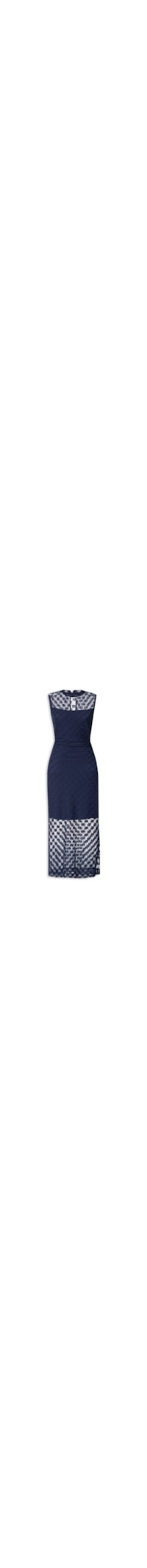 Vestido Midi Tule Logomania Bordado - Azul