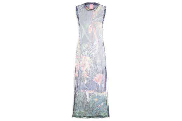 Vestido Midi Tule Rio De Mosaico - Azul