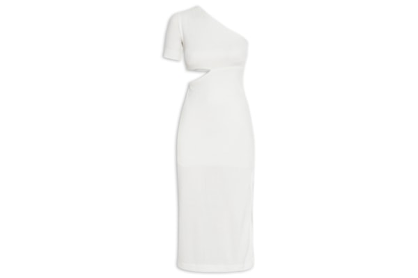 Vestido Midi Um Ombro Só - Off White 