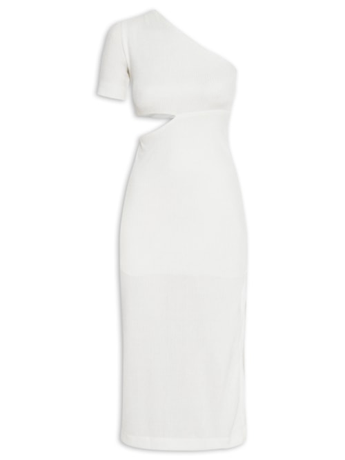 Vestido Midi Um Ombro Só – Off White