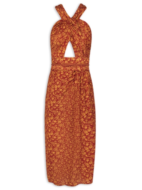 Vestido Midi Una Detalhe - Laranja