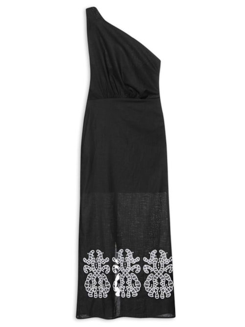 Vestido Midi Único Detalhe Nó - Preto