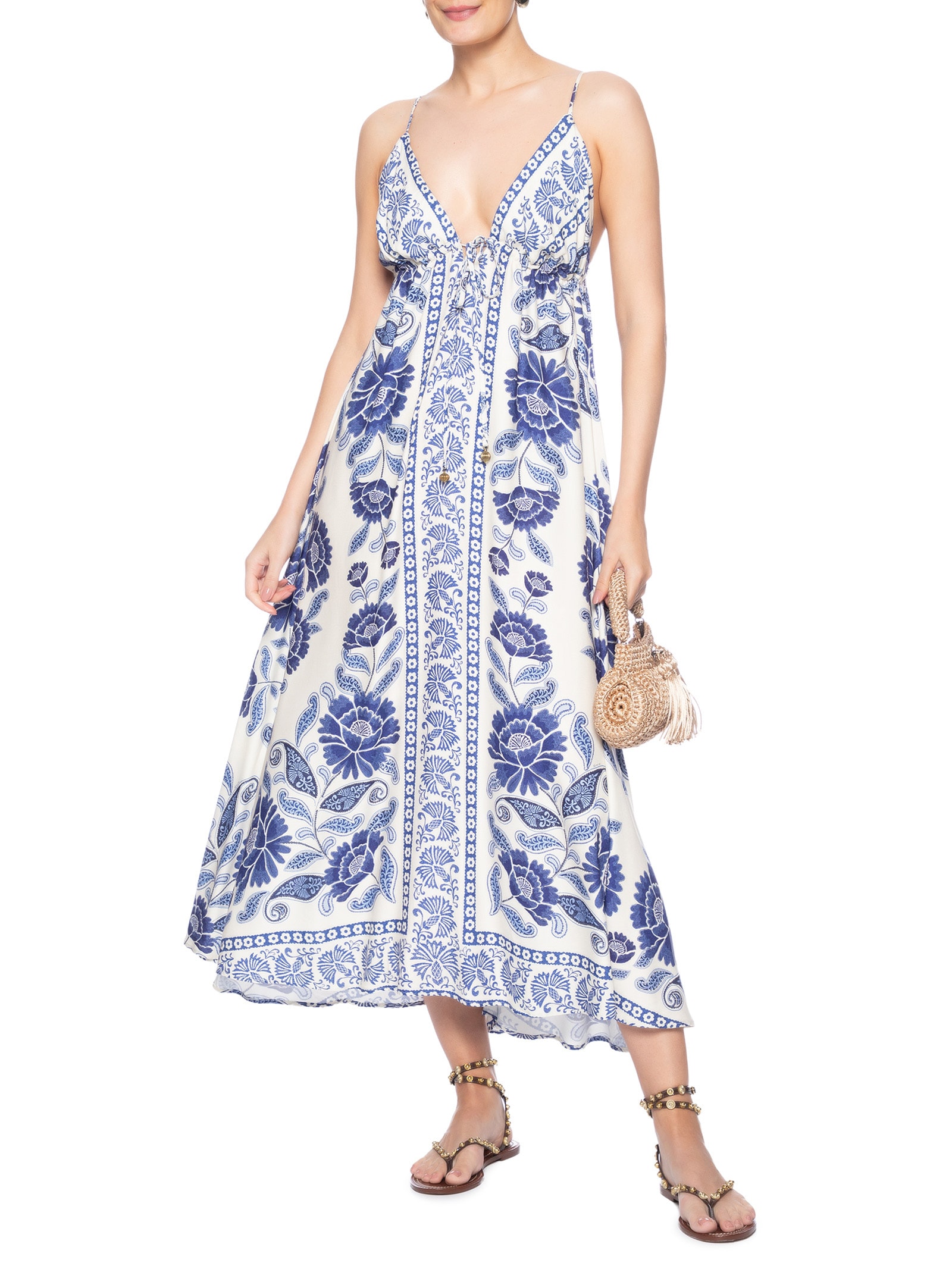 Vestido Midi Valentina Branco Farm