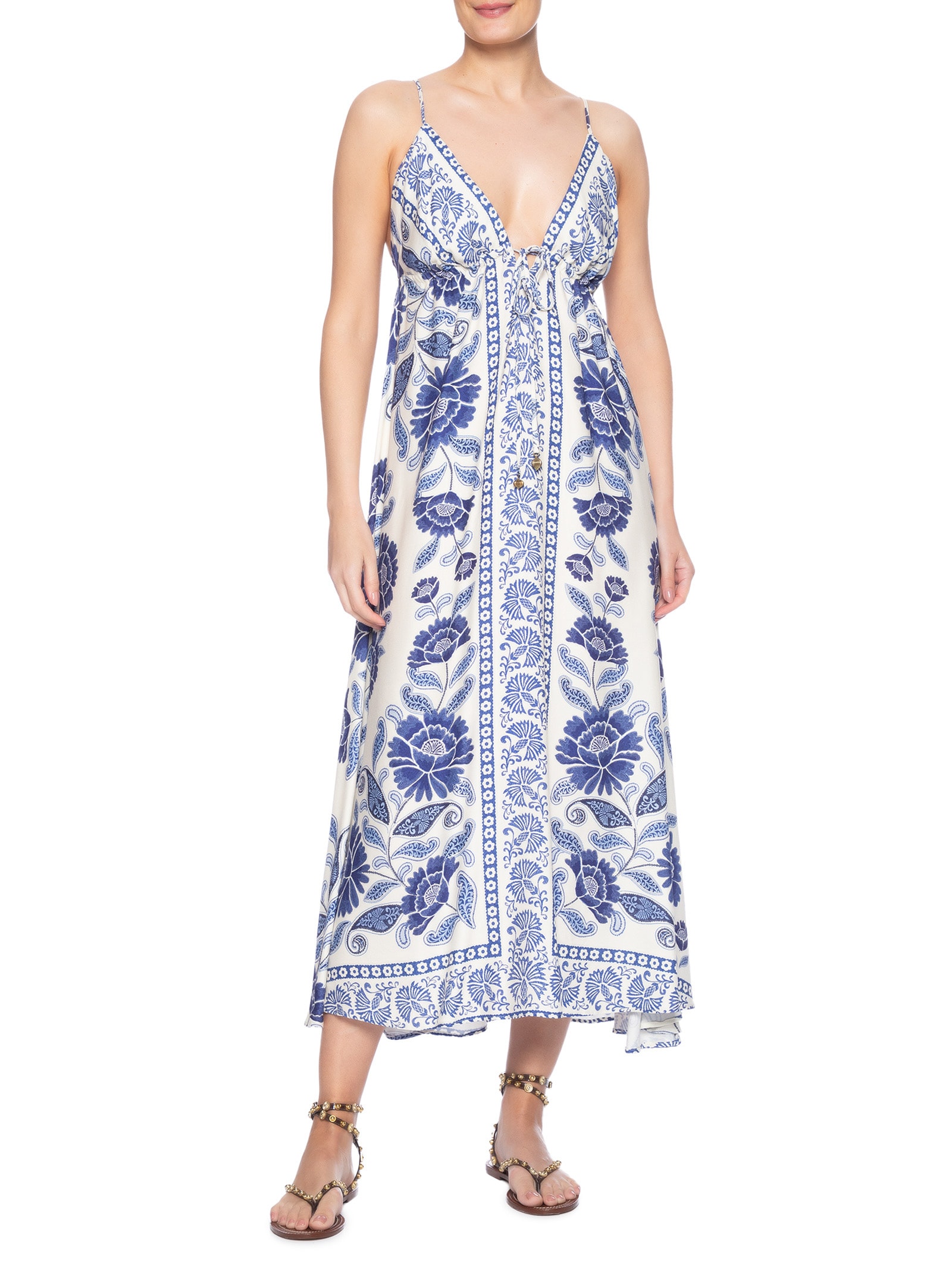 Vestido Midi Valentina Branco Farm