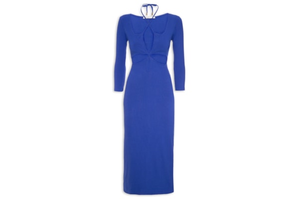 Vestido Midi Vazado - Azul