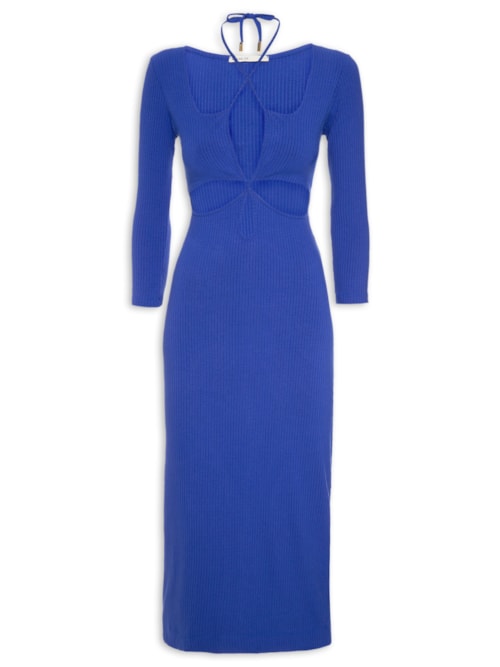 Vestido Midi Vazado – Azul