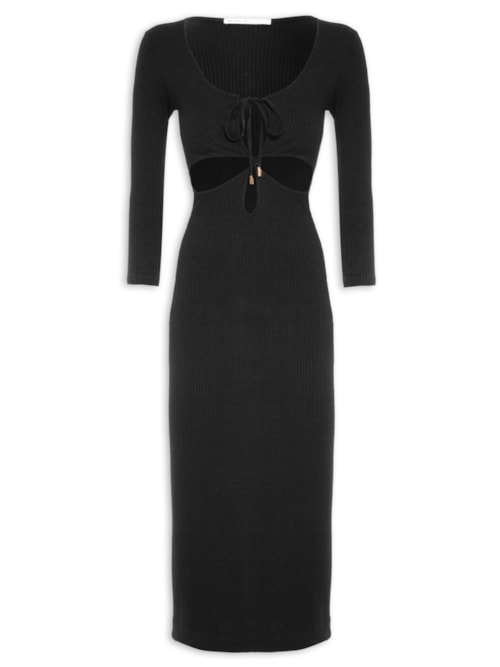 Vestido Midi Vazado – Preto
