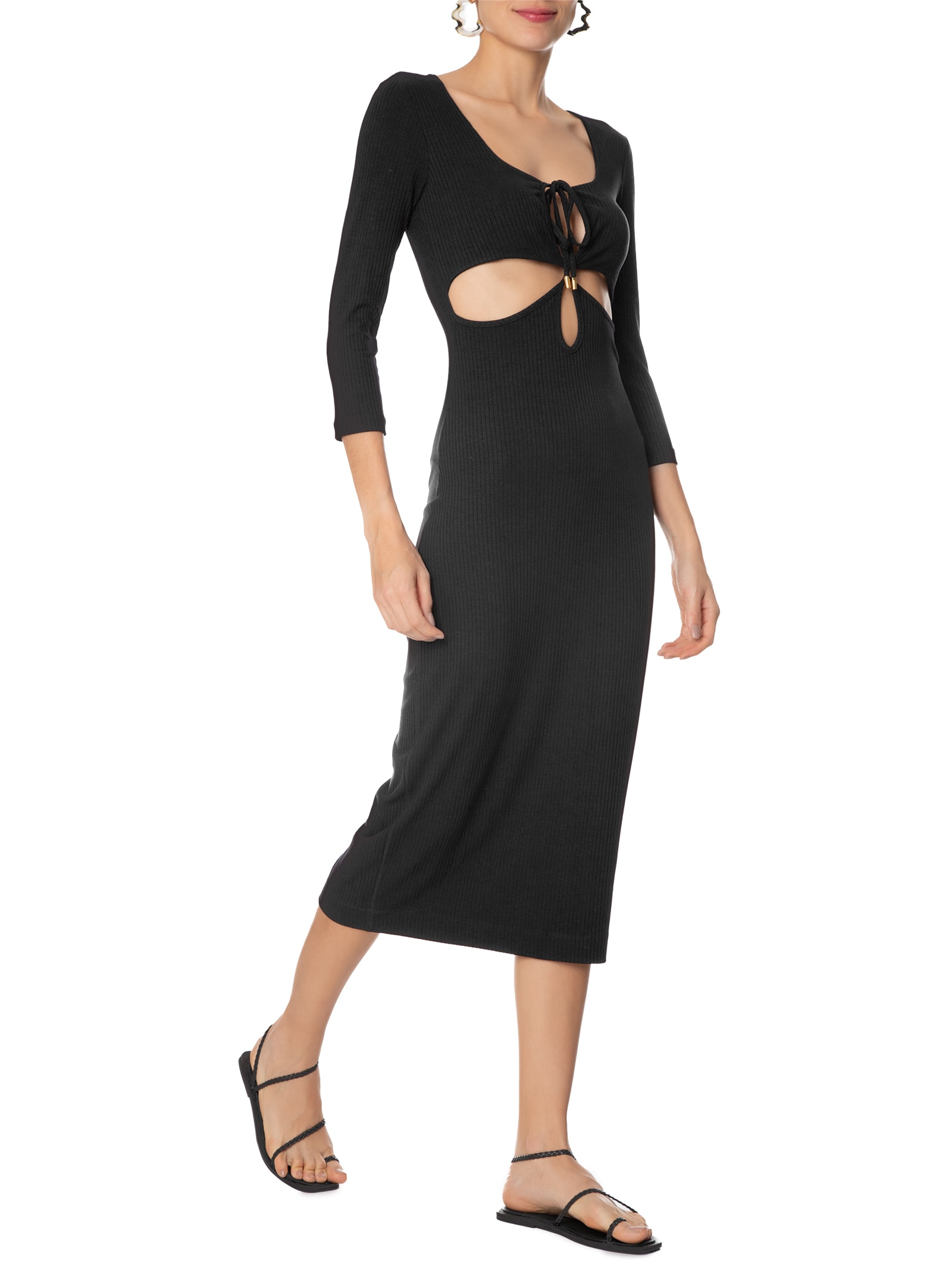 Vestido Midi Vazado Preto Dress To