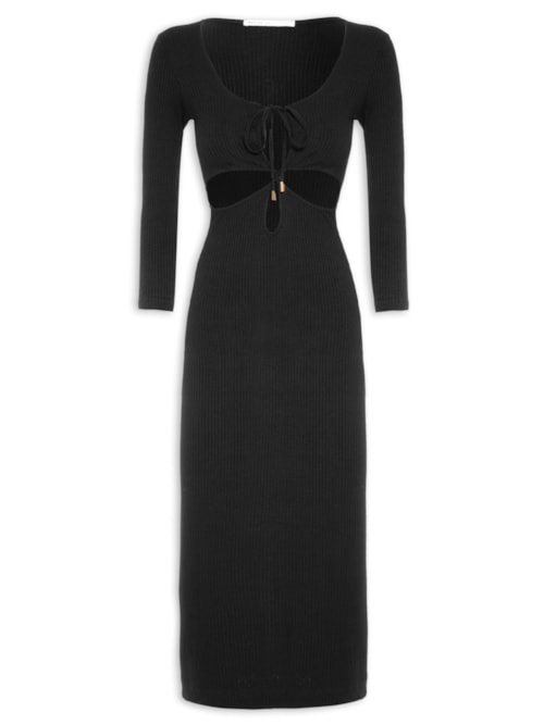 Vestido Midi Vazado - Preto