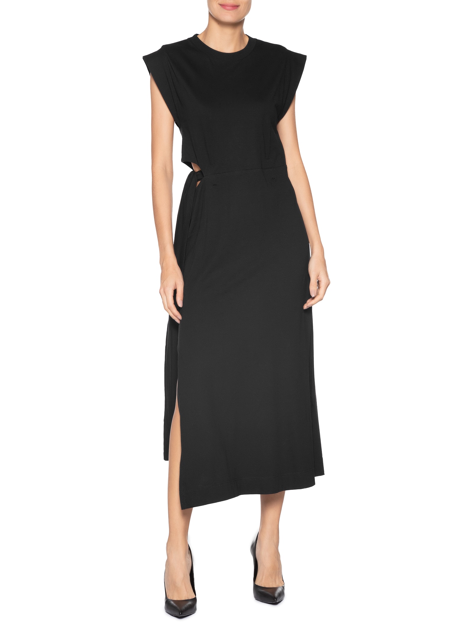 Vestido Midi Vazado Preto Animale