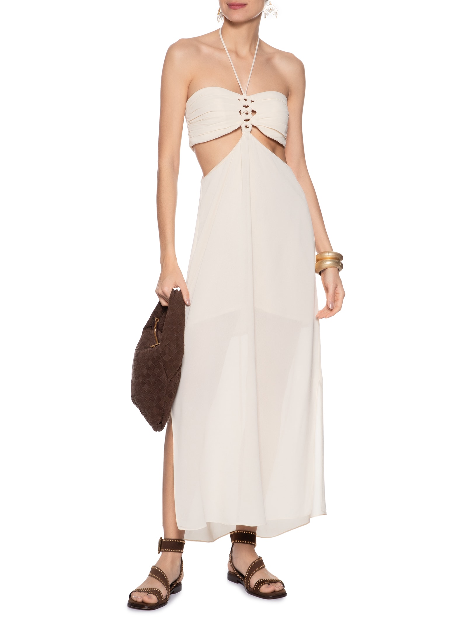 Vestido Midi Vazados Ggt Off White Maria Filó