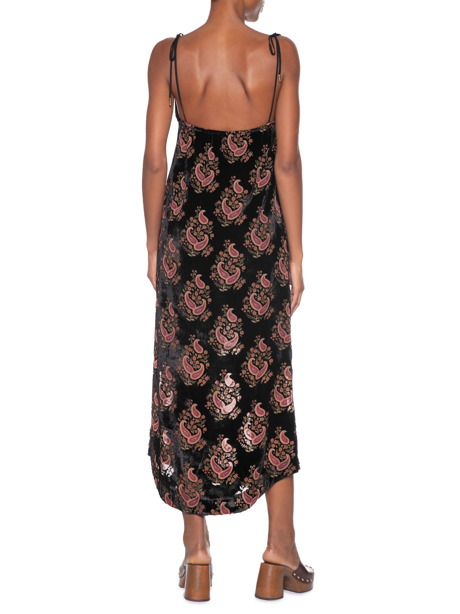 Vestido Midi Veludo Devorê Preto Maria Filó