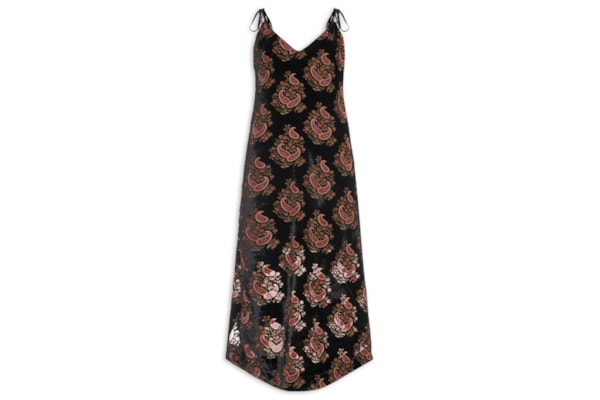 Vestido Midi Veludo Devorê - Preto