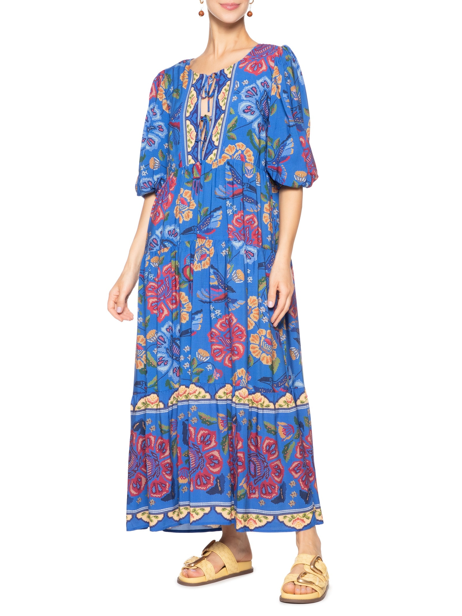 Vestido Midi Voo De Tucano Azul Farm