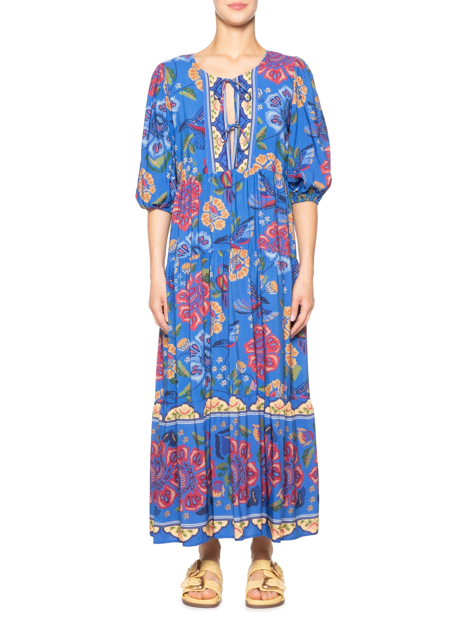 Vestido Midi Voo De Tucano Azul Farm