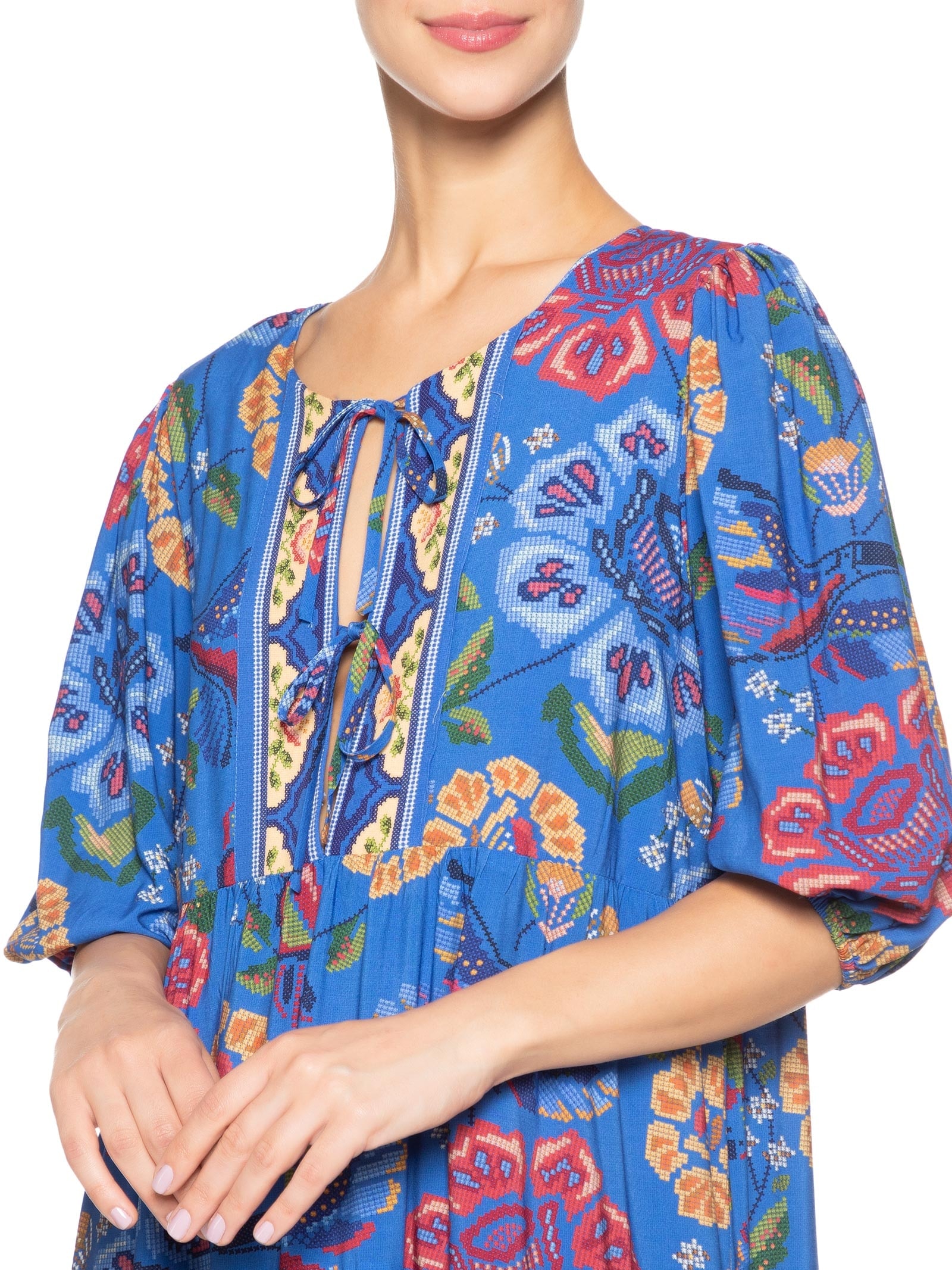 Vestido Midi Voo De Tucano Azul Farm