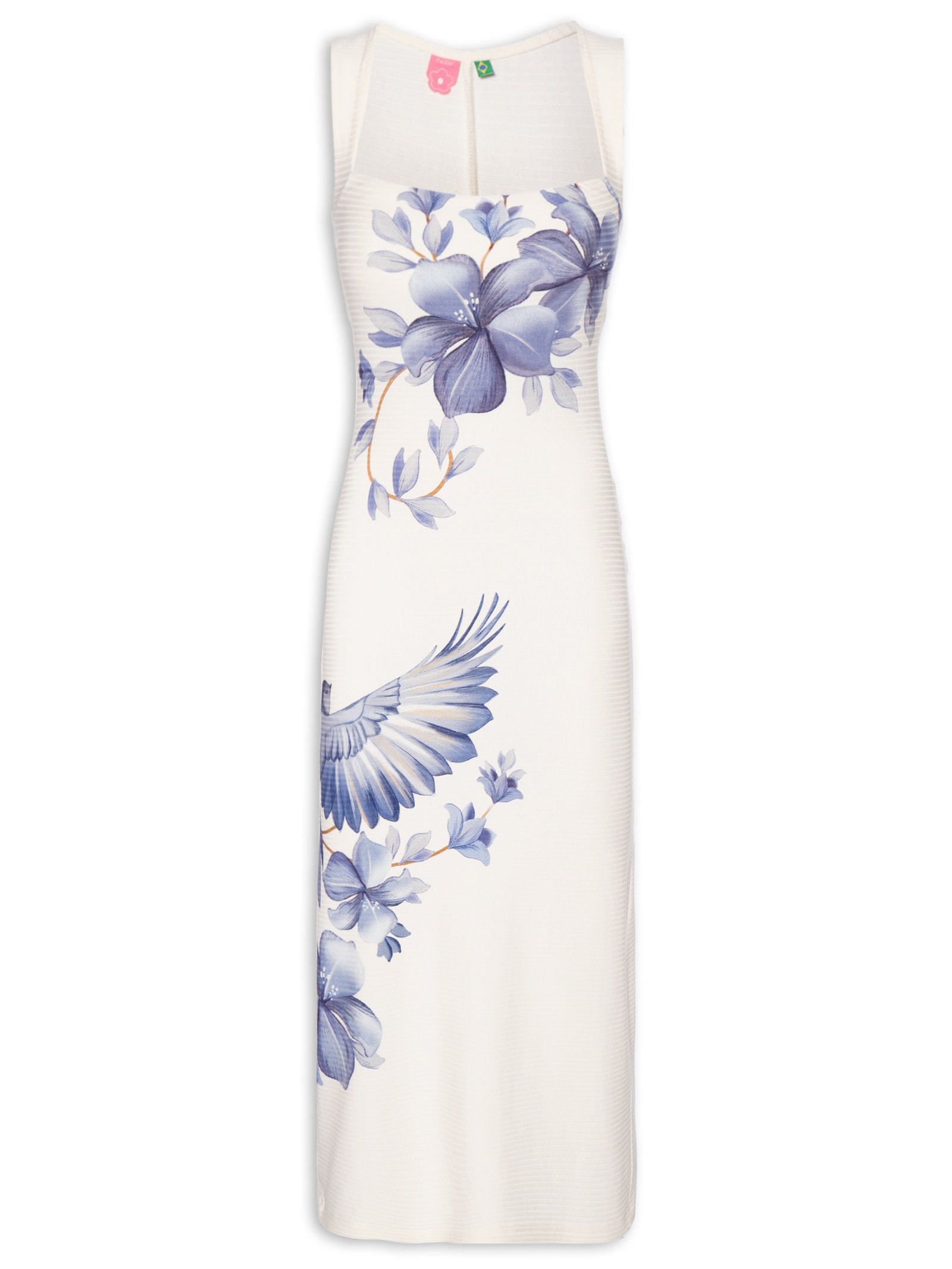 Vestido Midi Voo Em Flor Branco Farm