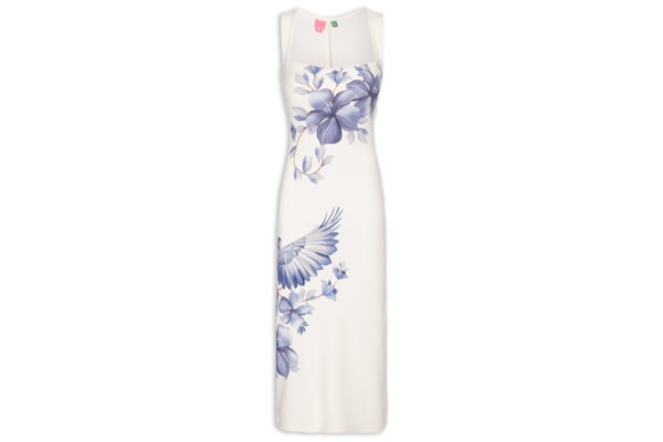 Vestido Midi Voo Em Flor - Branco