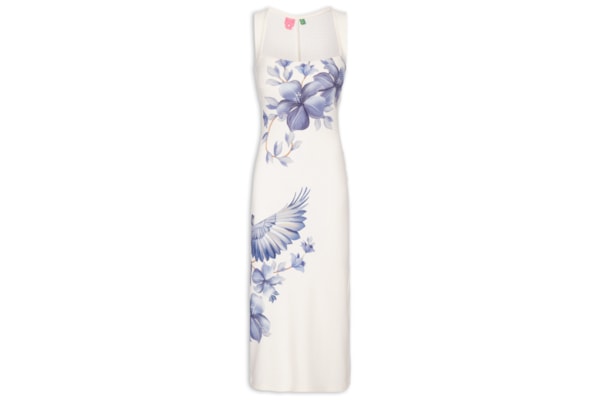 Vestido Midi Voo Em Flor - Branco