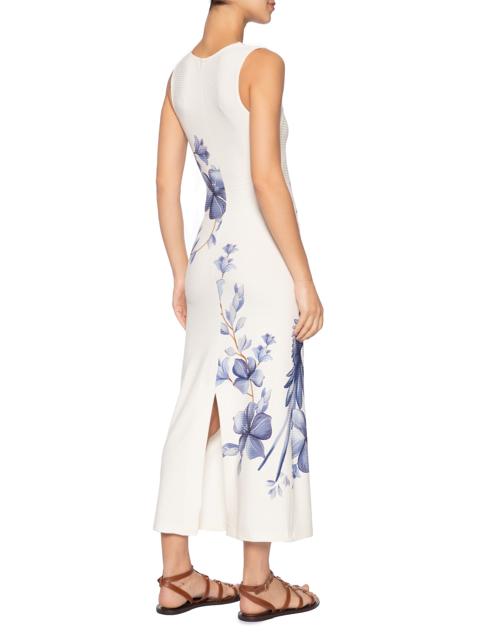 Vestido Midi Voo Em Flor Branco Farm
