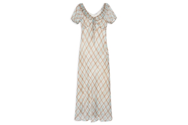 Vestido Midi Xadrez Com Amarração - Azul