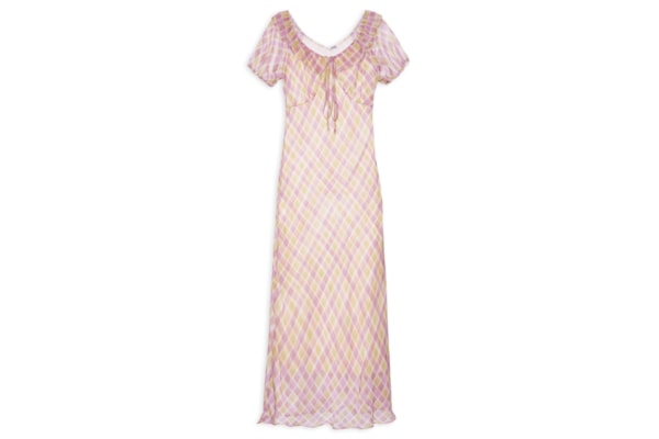 Vestido Midi Xadrez Com Amarração - Rosa