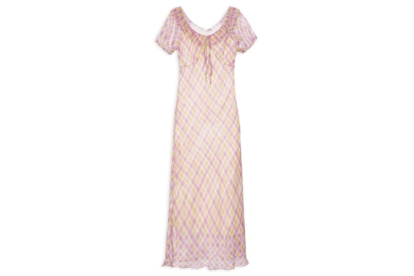 Vestido Midi Xadrez Com Amarração - Rosa