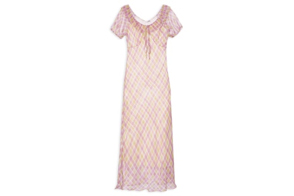 Vestido Midi Xadrez Com Amarração - Rosa