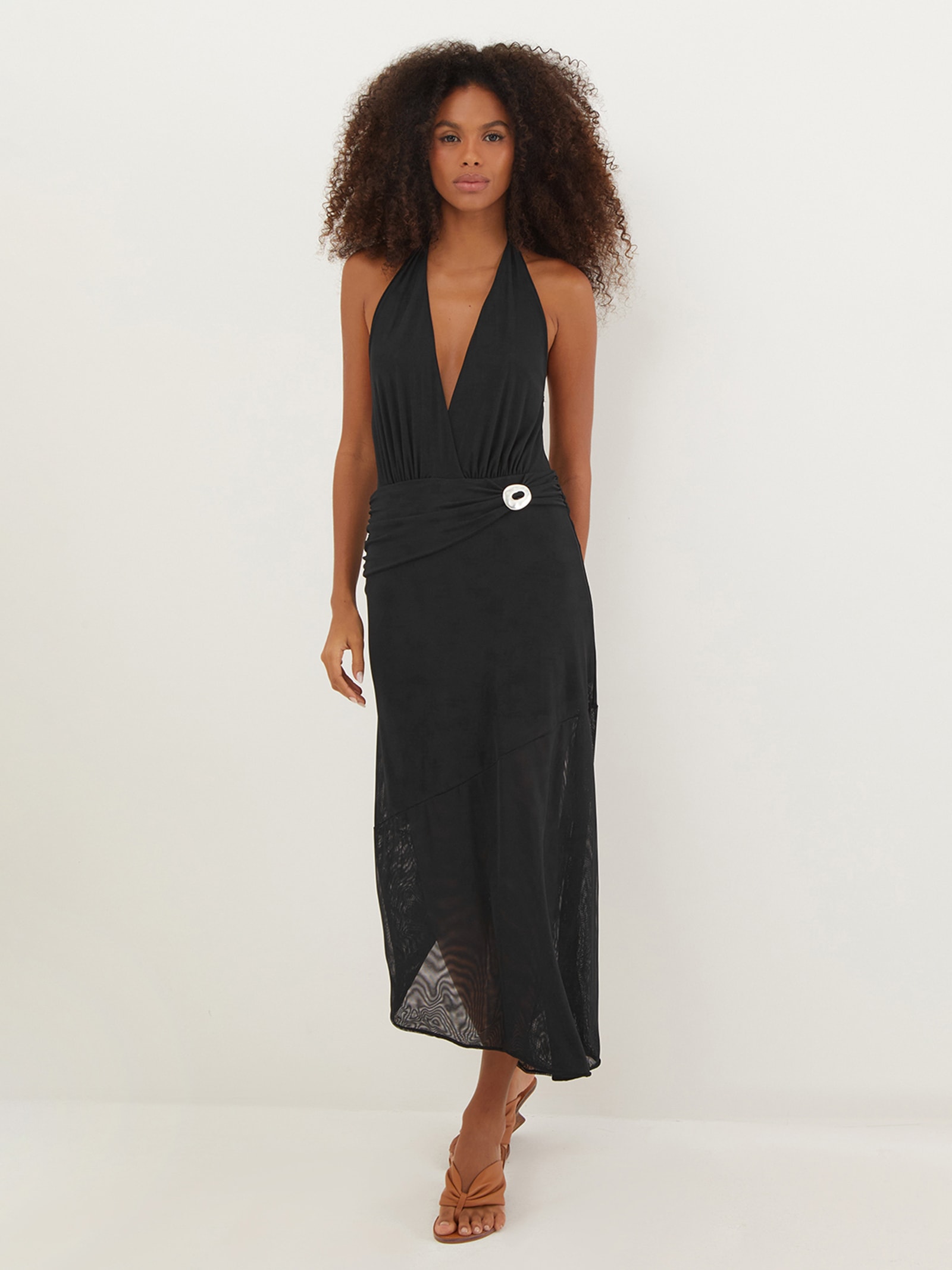 Vix - Vestido Midi Zita Detalhe - Preto
