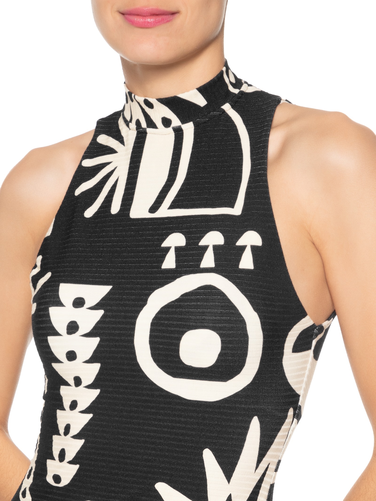 Vestido Midilenço Tropicano Preto Farm