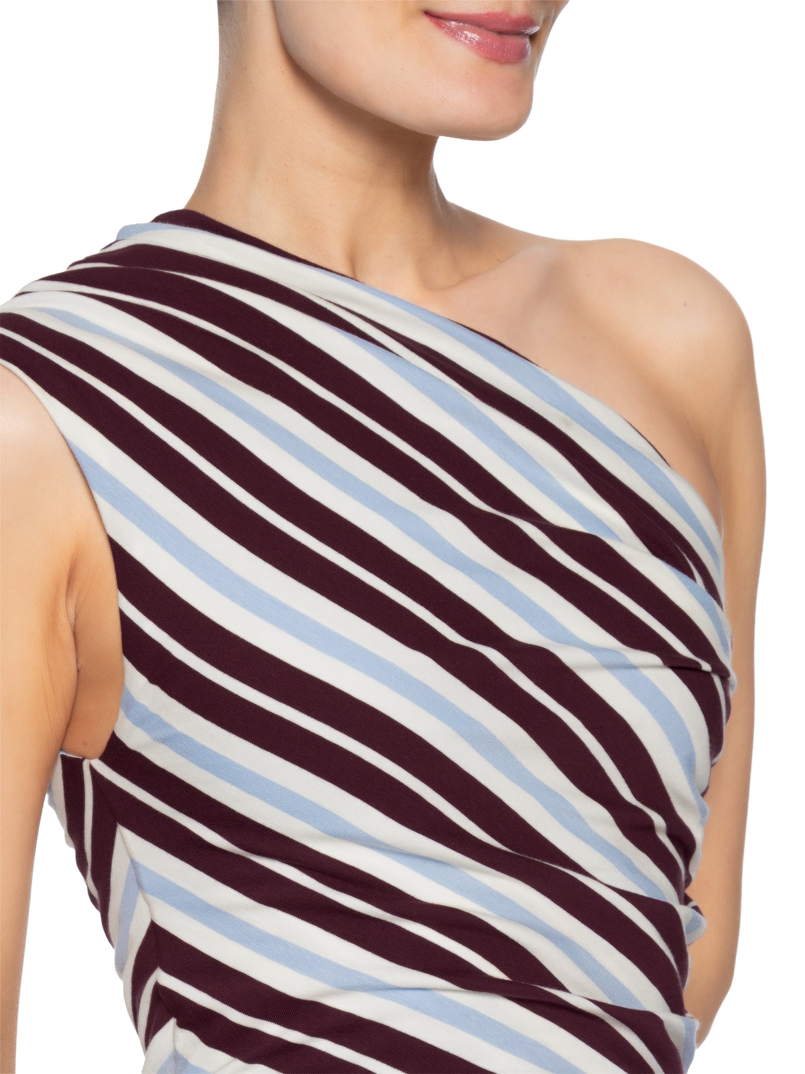 Vestido Mini Fio Tinto Um Ombro Só Azul Animale