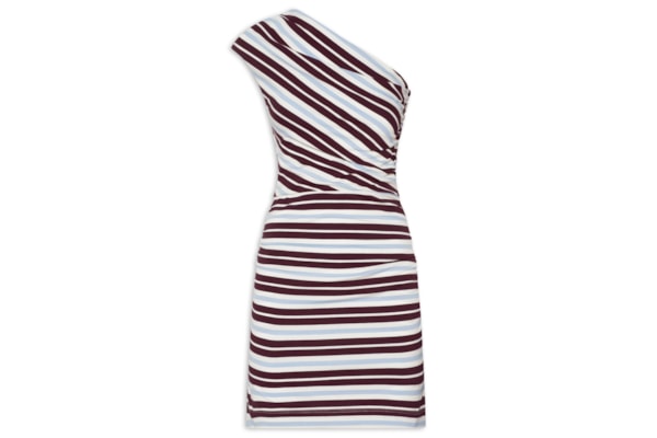 Vestido Mini Fio Tinto Um Ombro Só - Azul