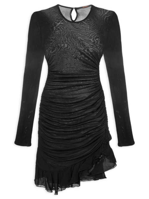 Vestido Mini Jersey Babados – Preto
