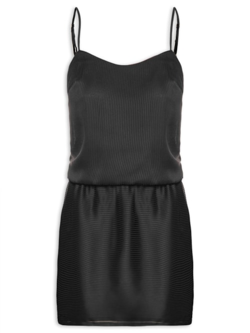 Vestido Mini Texturizado – Preto